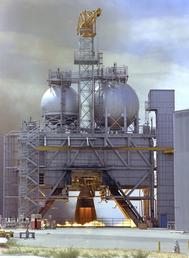 Test fire of Rocketdyne F- Engine the most powerful engine built to date Vandenberg AFB  