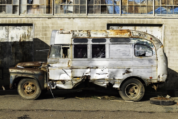 That oughta buff right out Abandoned bus in decommissioned Naval shipyard 