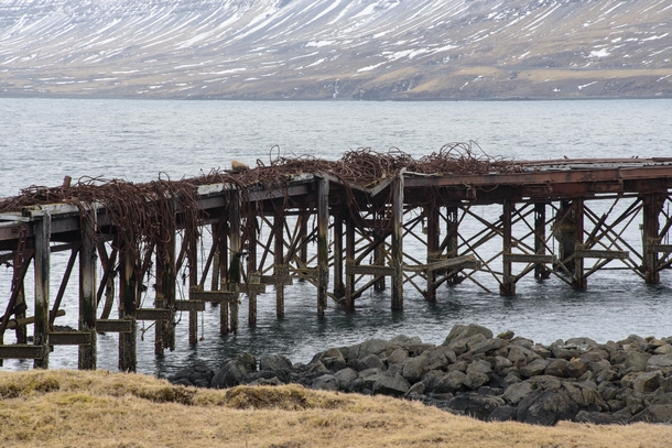 The Allies used this harbour in Hvalfjrur Iceland as a secret base during WWII This is remnants of the train tracks that used to run here  by Andrew Sommerfield