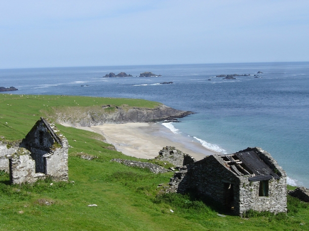 The beach and abandoned village on the Great Blasket Island Co Kerry  june 
