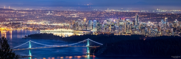 The beautiful Vancouver skyline at night BC Canada 