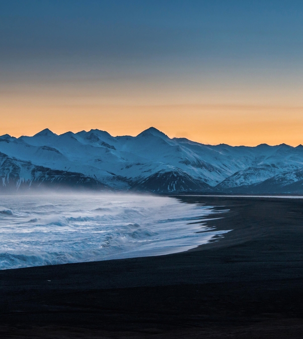 The beauty of a black sand beach in Iceland  during the blue hour and a windy day  - more of my landscapes at insta glacionaut