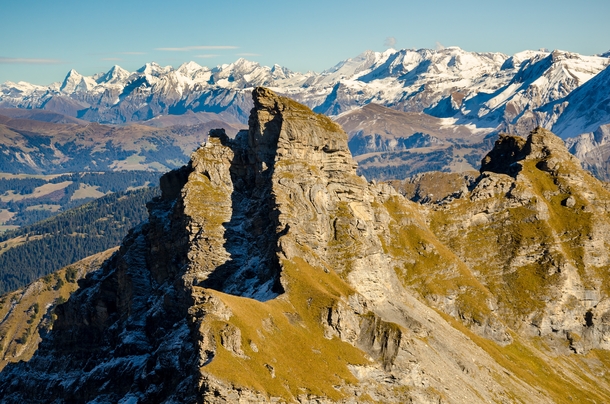 The Bernese Alps rising over the Cape au Moine - Les Diablerets Switzerland 