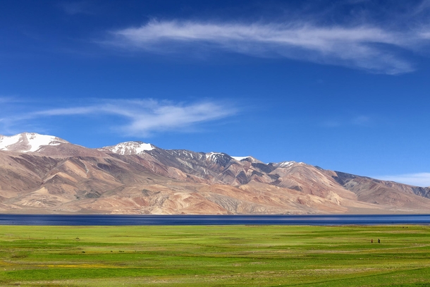 The Blue in between - Lake Tsomoriri on the border of Tibet and India at and altitude of m ft  photo by Jassi Oberai