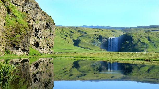 The breathtaking Skogafoss Falls in Iceland 