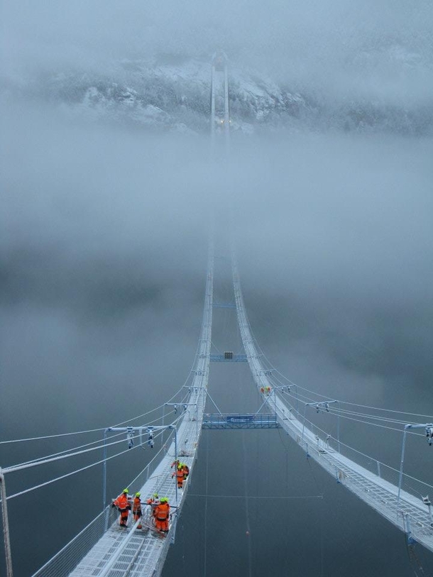 The building of Hardanger Bridge in Norway photo by uJunkDeluxe 