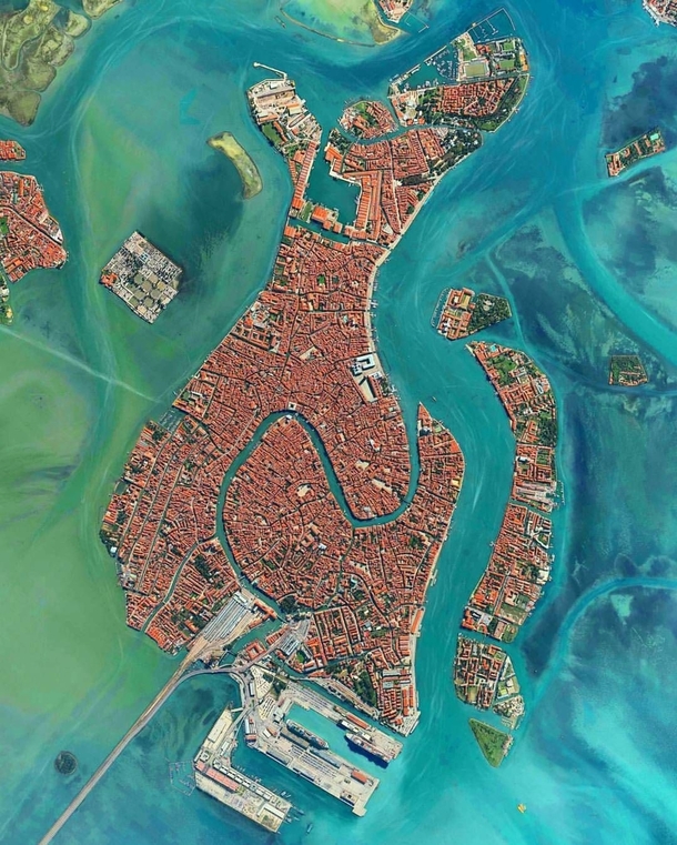 The city of Venice from above