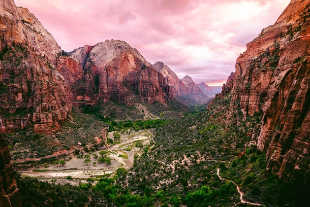 The clouds broke just as the sun was setting - Zion National Park UT 