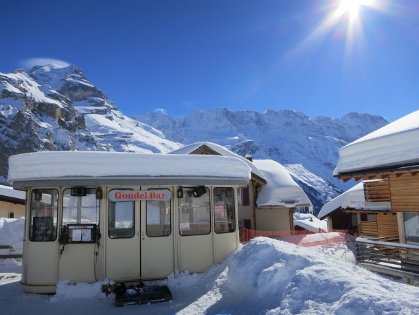 The coolest bar in the world - the Gondel Bar at the Jungfrau Murren Switzerland 