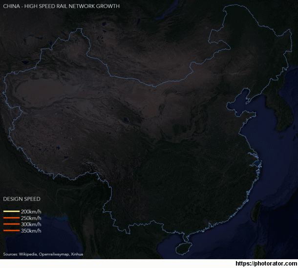 The evolution of Chinas high speed rail network data compiled from multiple sources and mapped using Google Earth