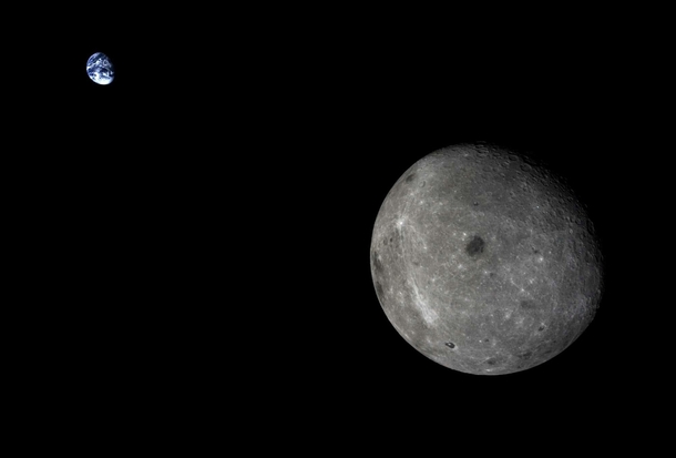 The far side of the moon and Earth taken by Chinas Change -TI satellite on October   