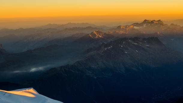 The French Alps basking in the glow of a golden sunrise 