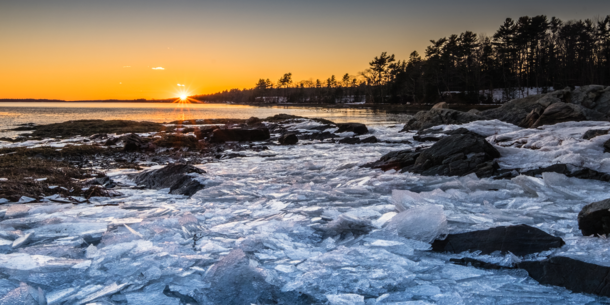 The Frozen Shore of Casco Bay Maine 