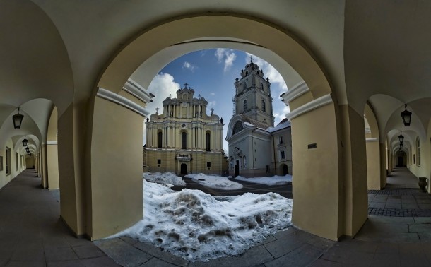 The Grand Courtyard of Vilnius University and Church of St John Lithuania 