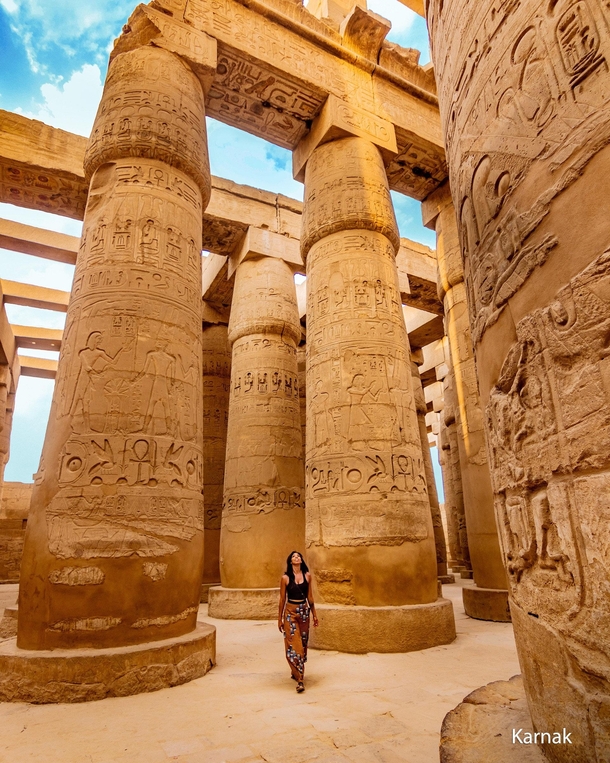 The great hypostyle hall at the Karnak temple in Luxor Egypt