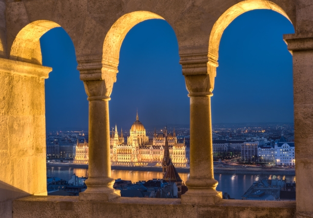 The Hungarian Parliament Building in Budapest as seen from across the Danube  by Chris Chabot