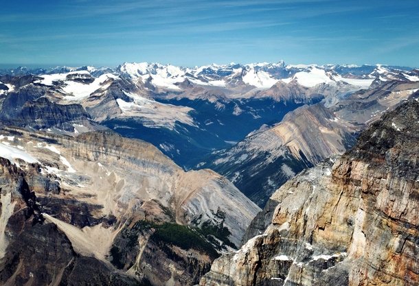 The incredible Canadian Rockies Looking North from the summit of Mt Victoria 