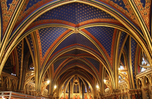 The interior of La Sainte-Chapelle in Paris France 