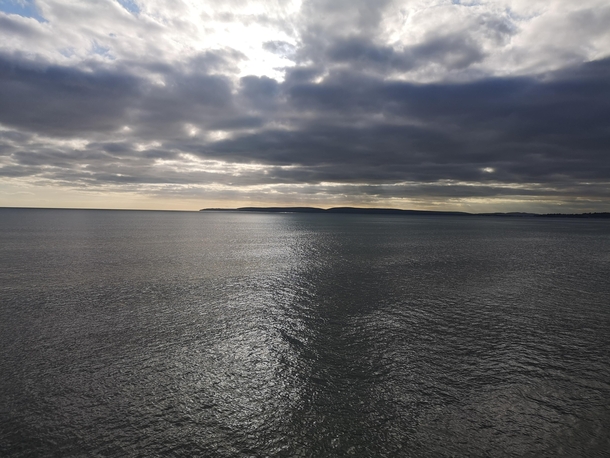 The Isle of Purbeck across the bay taken from Boscombe Pier 