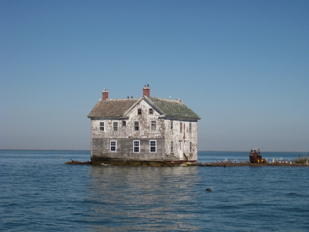 The last house on Holland Island in the Chesapeake Bay as it stood in October  This house fell into the bay in October  