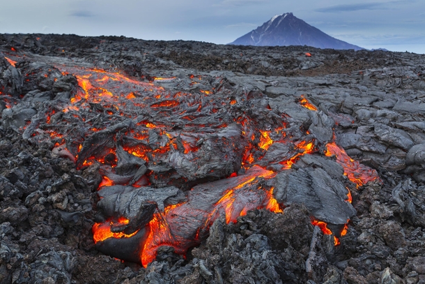 The lava flow Tolbachik Mountain Kamchatka Peninsula Russia  by  