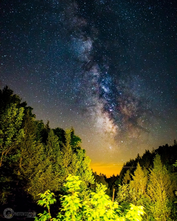 The Milky Way amongst a valley of trees along the Delaware Water Gap PA 
