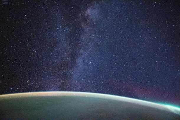 The Milky Way Aurora Australis and Airglow viewed from the ISS