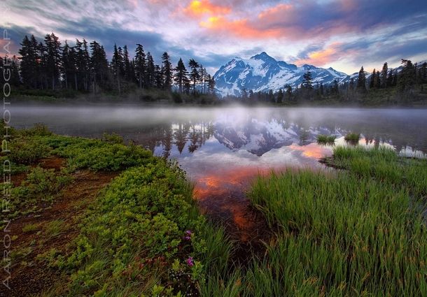 The morning sunrise at Mt Shuksan in Washington State Photo by Aaron Reed 
