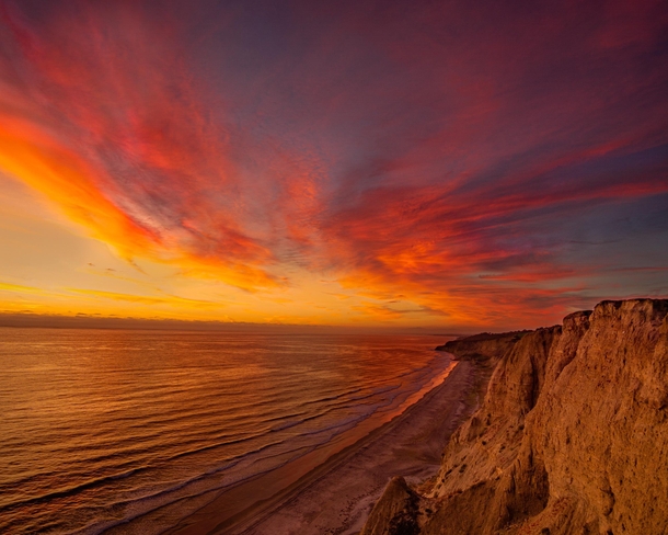 The most fiery sunset I ever witnessed at Blacks Beach CA 