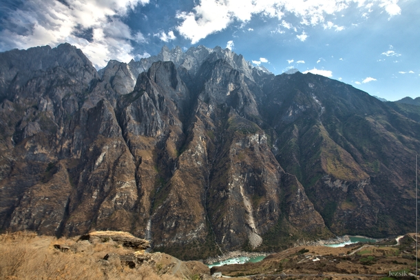 The mountain overlooking Tiger Leaping Gorge China 