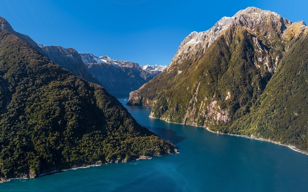 The mouth of Milford Sound Fiordland NZ 