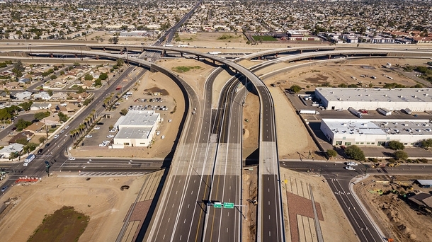 The New South Mountain Freeway at its interchange with I- in Phoenix Arizona