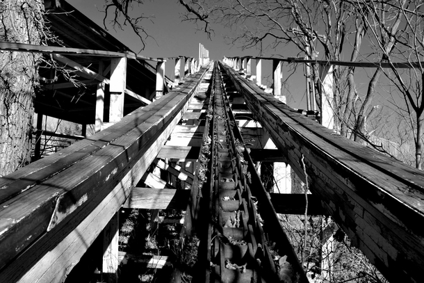 The Nightmare roller coaster located in the now abandoned Joyland Amusement Park in Wichita KS OC - 