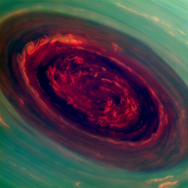 The North Pole on Saturn during a storm 