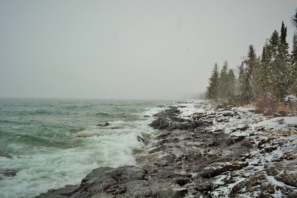 The North Shore of Lake Superior Minnesota this morning 