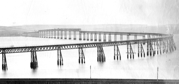 The original Tay Railway Bridge before the collapse c 