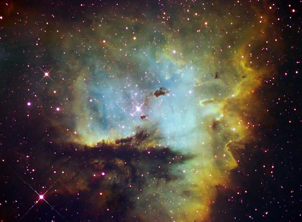 The PAC-MAN Nebula in SHO - captured with  inch