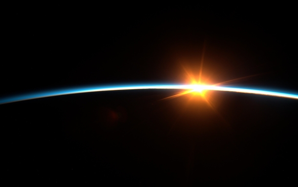The photo was made from aboard the International space station Sunset 
