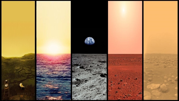 The Plains of Venus Earth Moon Mars and Titan 