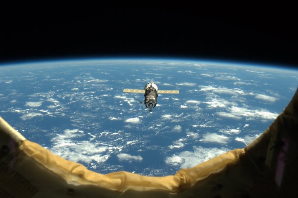 The Progress shuttle on approach to dock courtesy of Cmdr Hadfield 