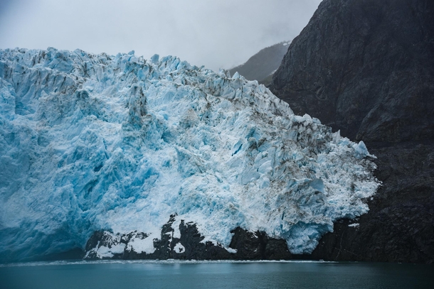 The receding yet still magnificent Aialik Glacier in Kenai Fjords National Park Alaska 