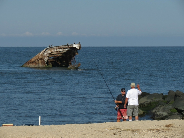 The remains of the WWI concrete ship the SS Atlantus in Cape May NJ 