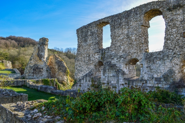 The ruins of a medieval fort in Normandy France 