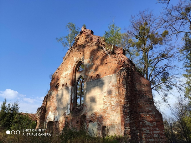 The ruins of gothic church in rural Poland it survived both of the World Wars but fell apart due to the lack of maintenance during Communist era