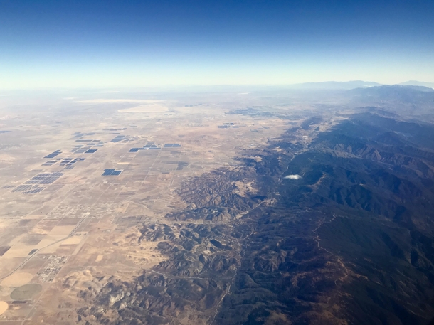 The San Andreas Fault where the San Gabriel Mountains meet the Mojave Desert in Los Angeles County 