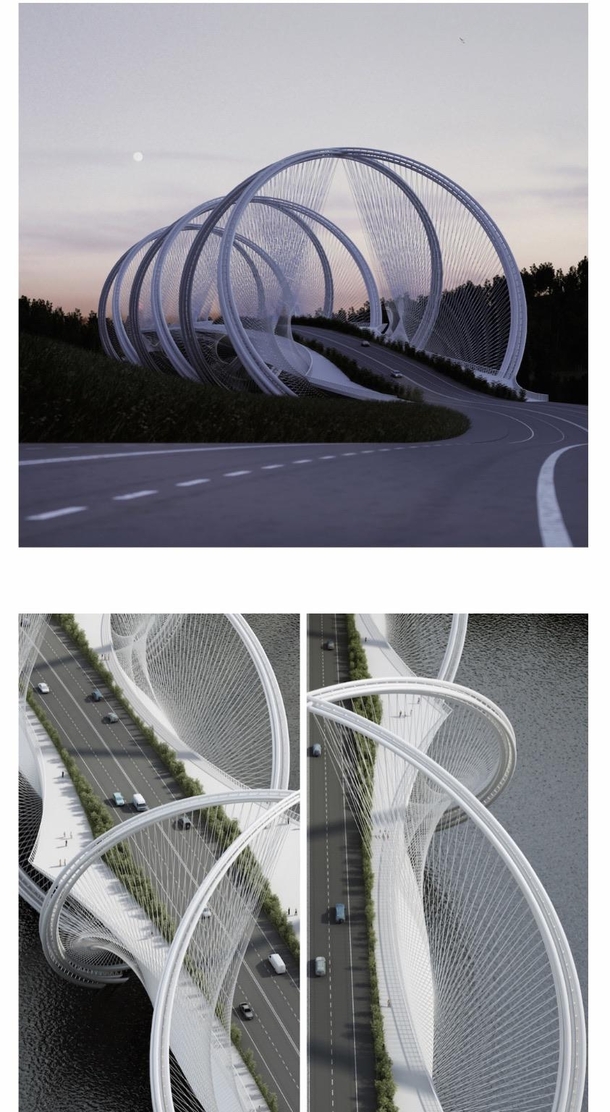 The San Shan Bridge by Penda DNA-Shaped Suspension part of the infrastructure program for the Olympic Winter Games 