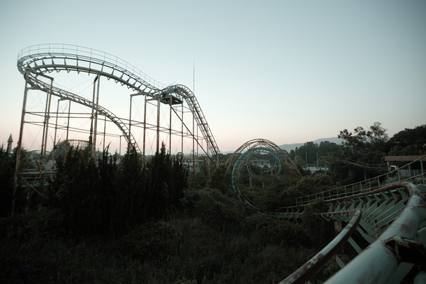 The Screw Coaster at the abandoned Nara Dreamland theme park in Japan 