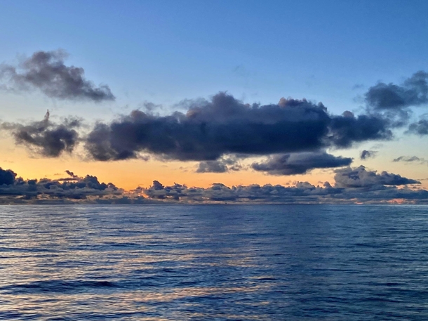 The sky in the open sea at sunrise off of Santa Catalina Island 