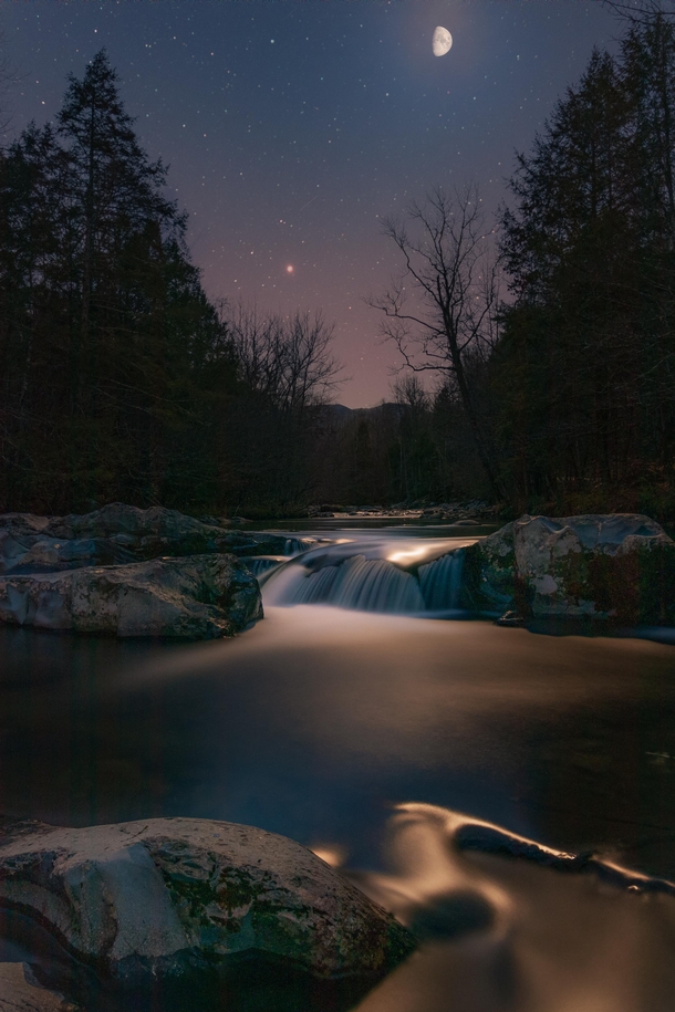 The Smoky Mountains in the moonlight 