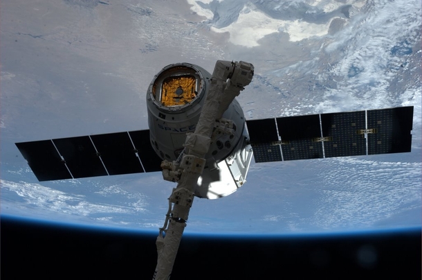 The space station has caught a dragon Specifically in mid-April the International Space Station captured the unmanned SpaceX Dragon capsule sent to resupply the orbiting outpost 
